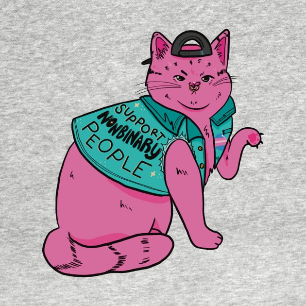 Support Nonbinary People - Cat by Liberal Jane Illustration